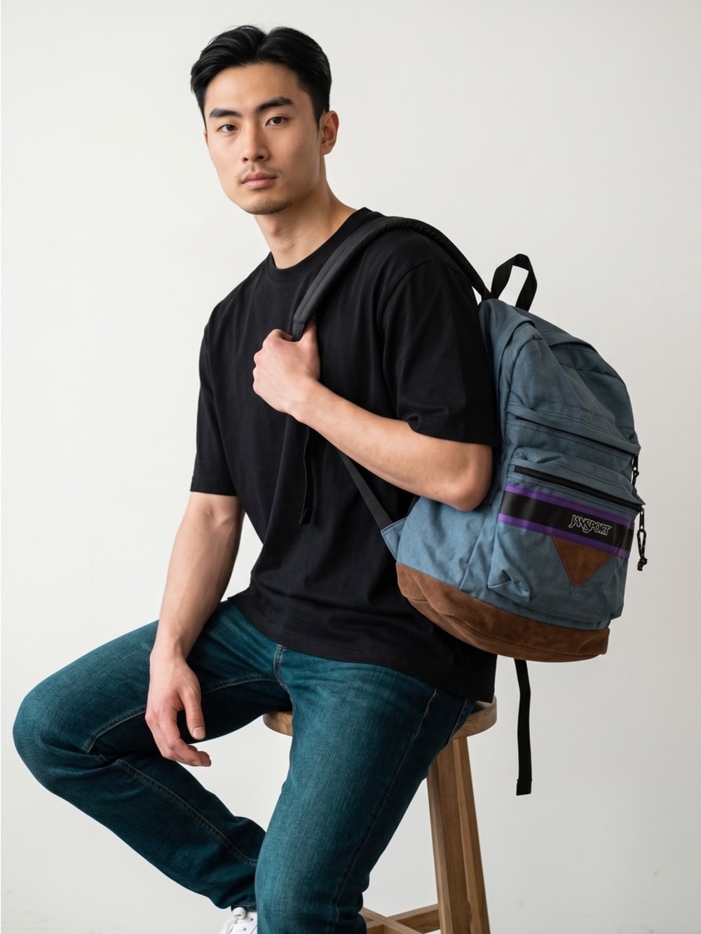 Vintage 90’s JanSport Blue Suede Bottom Heritage Backpack Retro School Bag